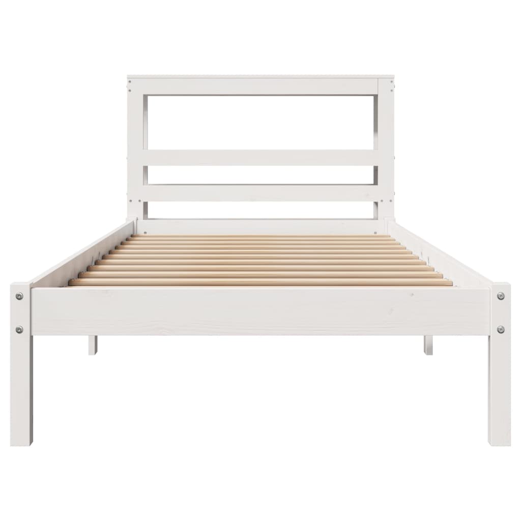 vidaXL Rama łóżka bez materaca, biała, 75x190 cm, lite drewno sosnowe