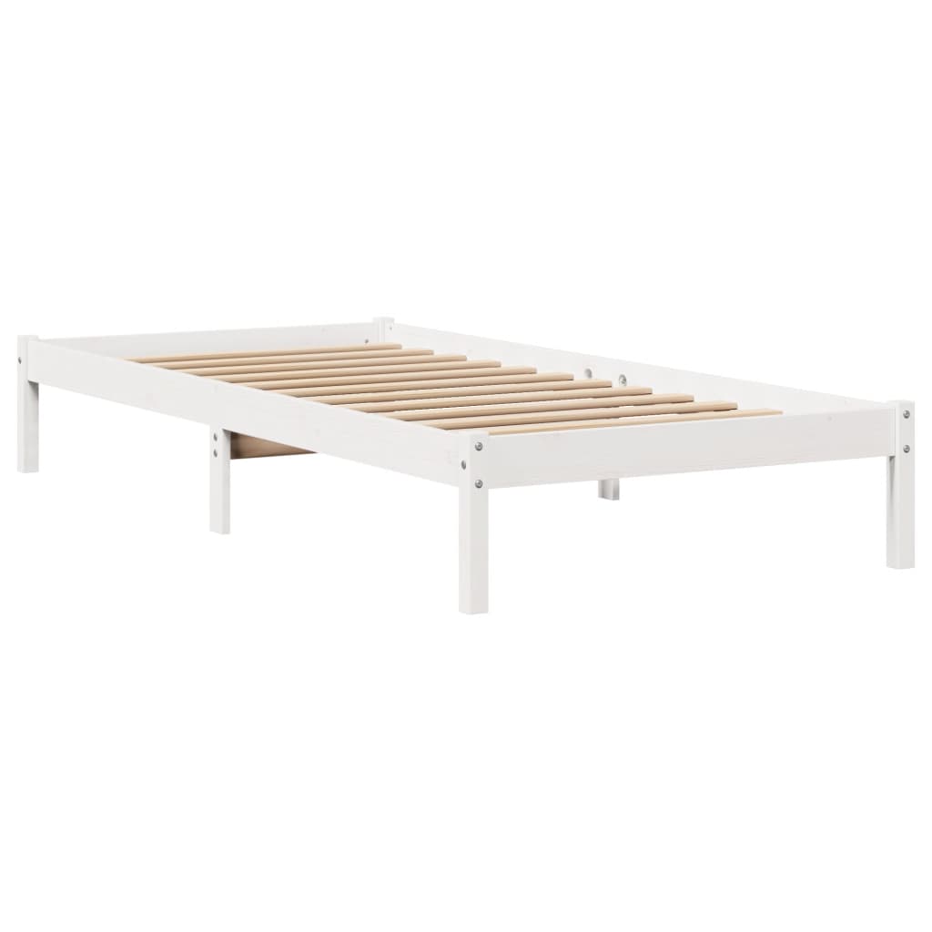 vidaXL Rama łóżka bez materaca, biała, 75x190 cm, lite drewno sosnowe