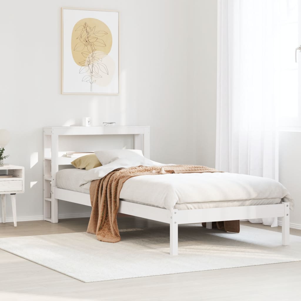 vidaXL Rama łóżka bez materaca, biała, 75x190 cm, lite drewno sosnowe