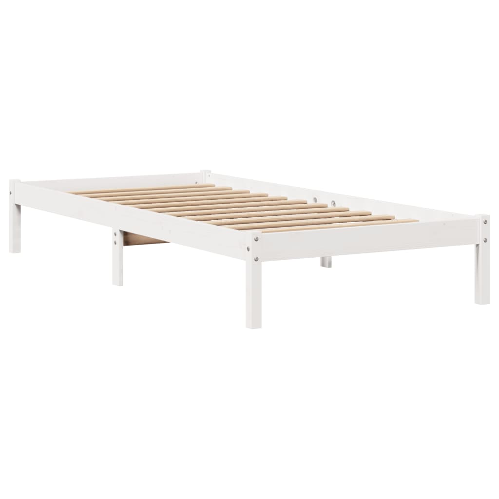 vidaXL Rama łóżka bez materaca, biała, 90x190 cm, lite drewno sosnowe