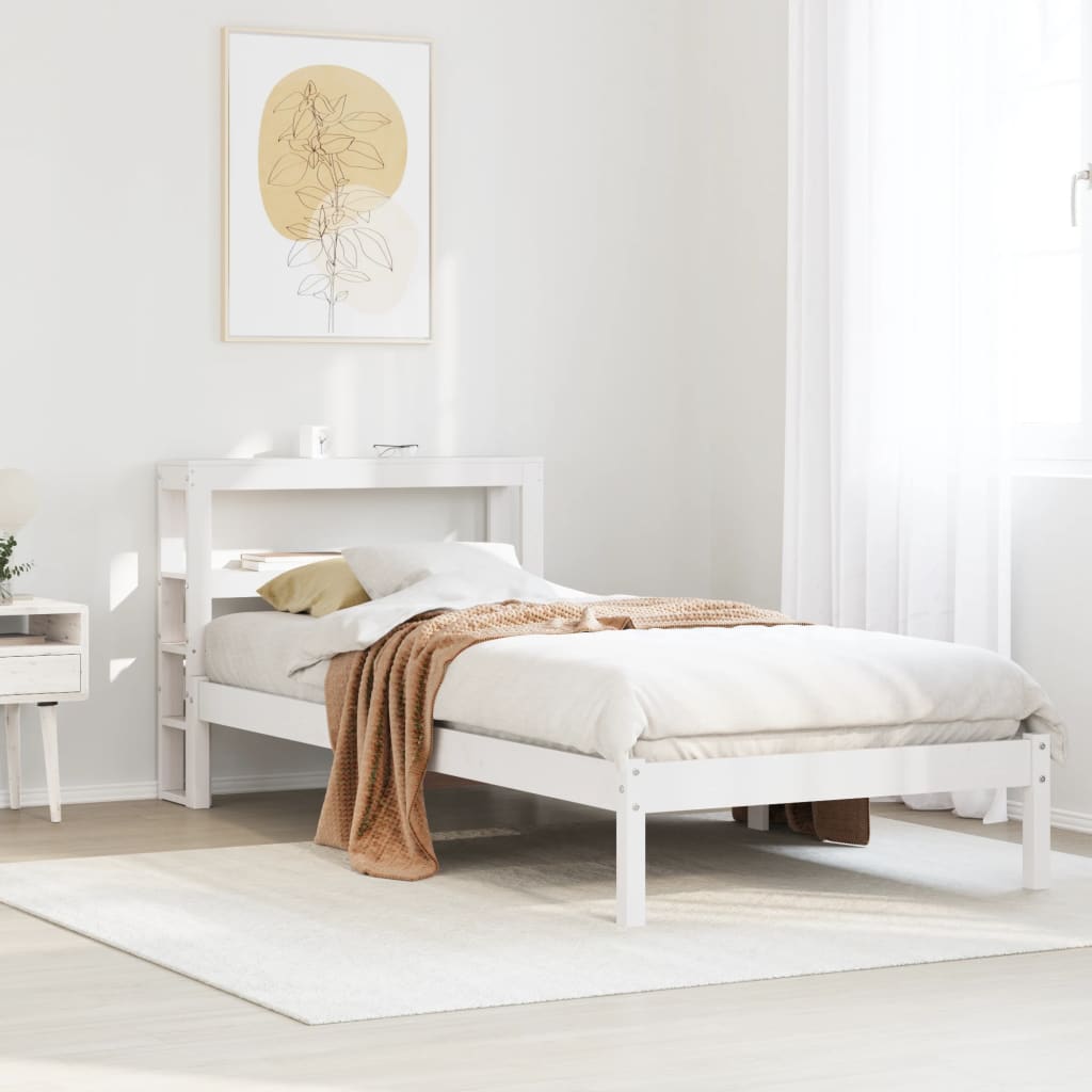 vidaXL Rama łóżka bez materaca, biała, 90x190 cm, lite drewno sosnowe