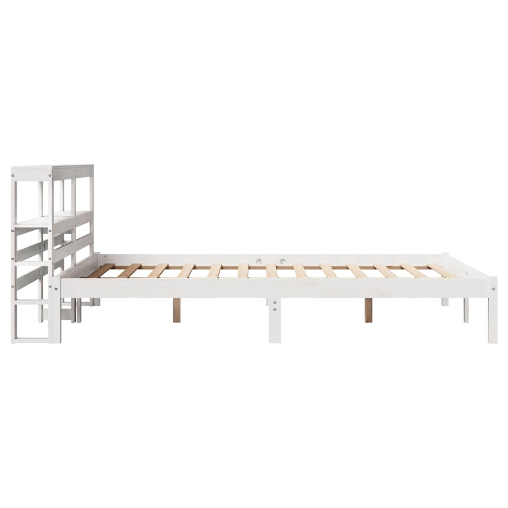 vidaXL Rama łóżka bez materaca, biała, 135x190 cm, lite drewno sosnowe
