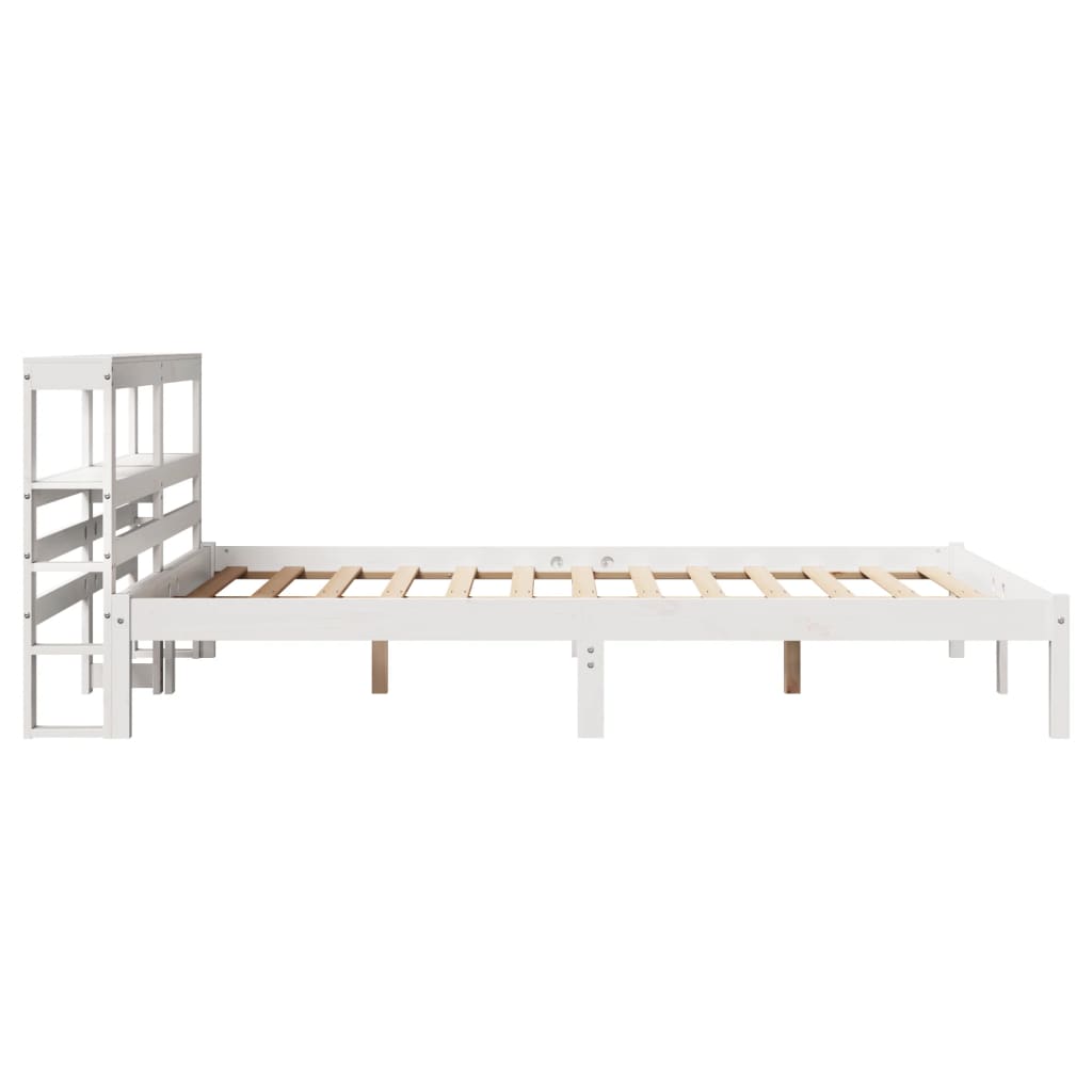 vidaXL Rama łóżka bez materaca, biała, 140x190 cm, lite drewno sosnowe