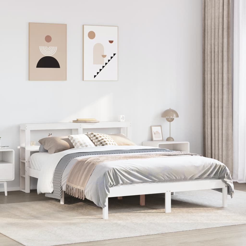vidaXL Rama łóżka bez materaca, biała, 140x200 cm, lite drewno sosnowe