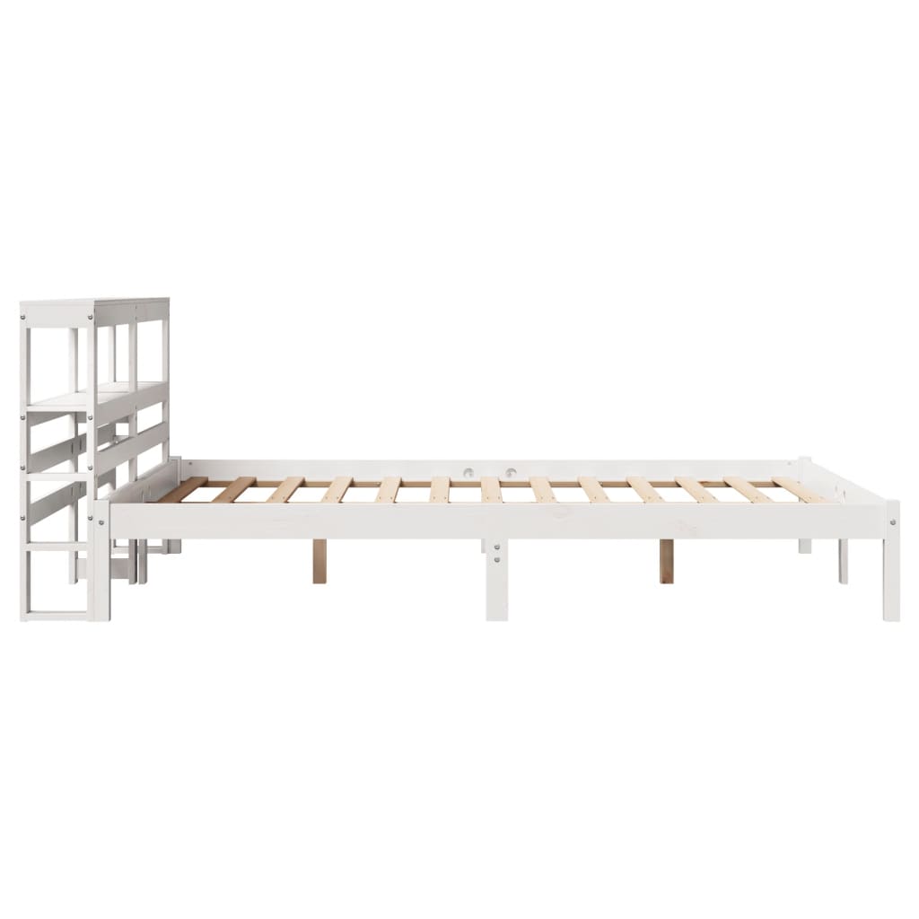vidaXL Rama łóżka bez materaca, biała, 160x200 cm, lite drewno sosnowe