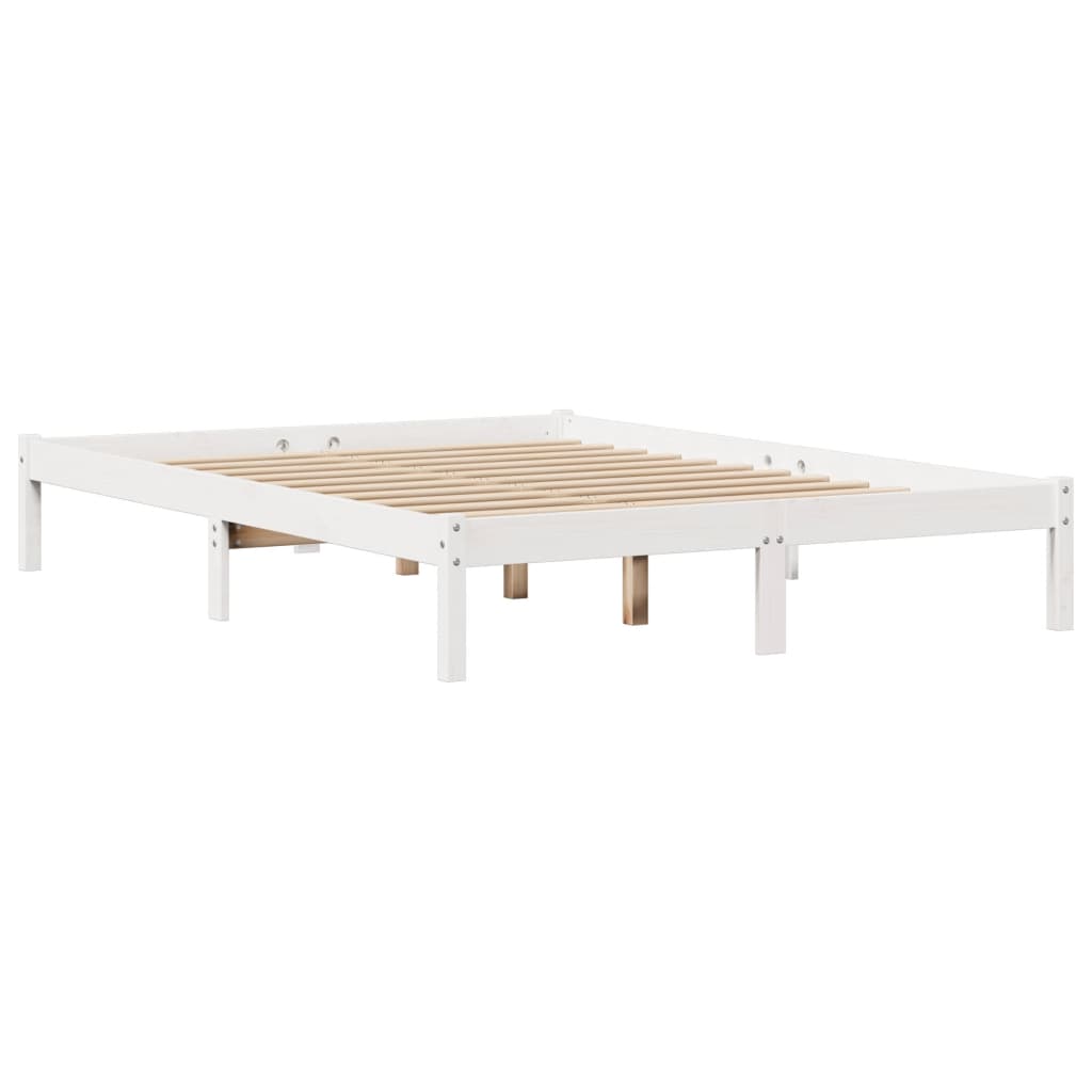 vidaXL Rama łóżka bez materaca, biała, 160x200 cm, lite drewno sosnowe