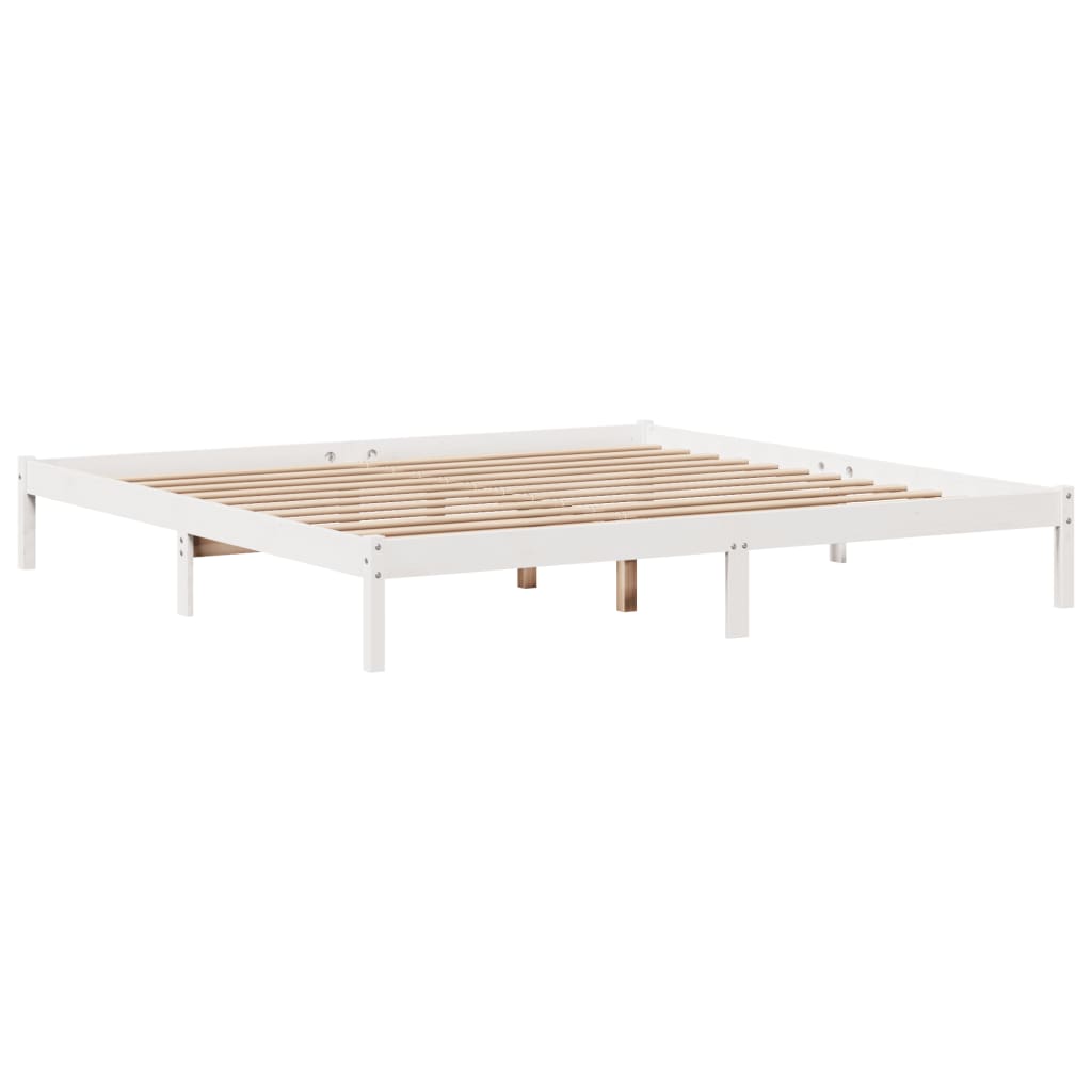 vidaXL Łóżko bez materaca, białe, 200x200 cm, lite drewno sosnowe