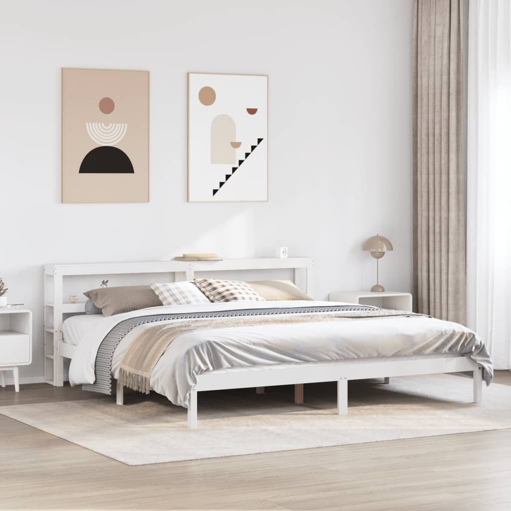 vidaXL Łóżko bez materaca, białe, 200x200 cm, lite drewno sosnowe