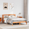 vidaXL Rama łóżka z wezgłowiem, woskowy brąz, 135x190 cm, sosnowa
