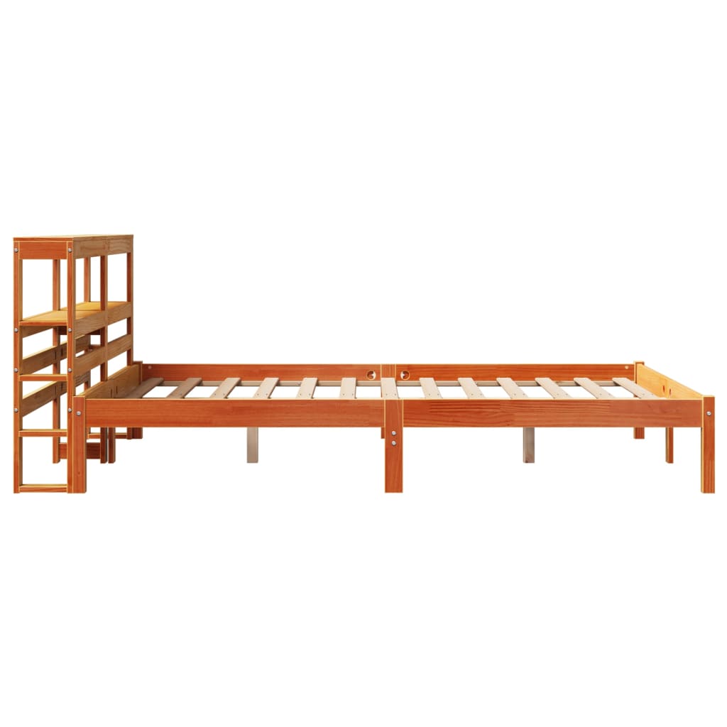 vidaXL Rama łóżka z wezgłowiem, woskowy brąz, 150x200 cm, sosnowa