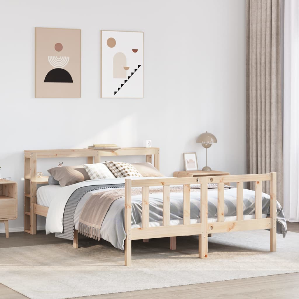 vidaXL Rama łóżka bez materaca, 140x200 cm, lite drewno sosnowe