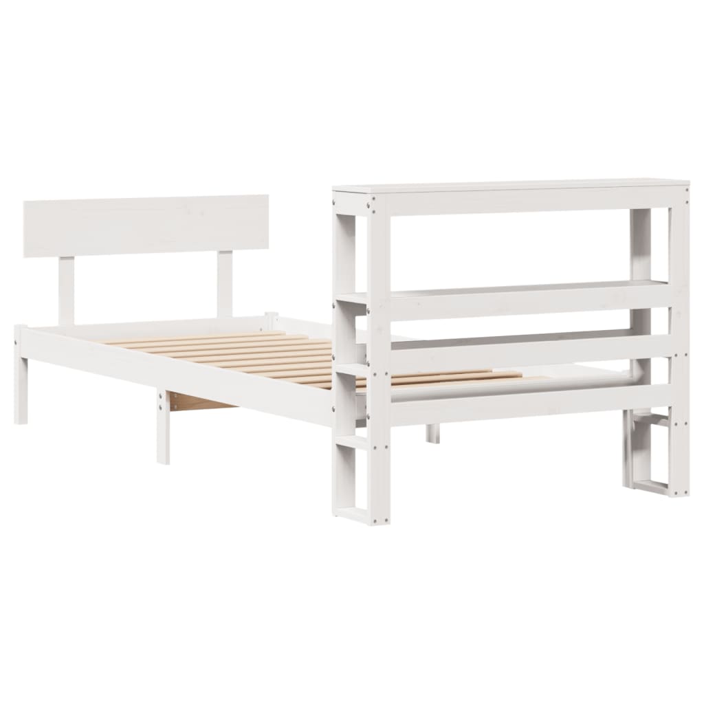 vidaXL Rama łóżka bez materaca, biała, 75x190 cm, lite drewno sosnowe