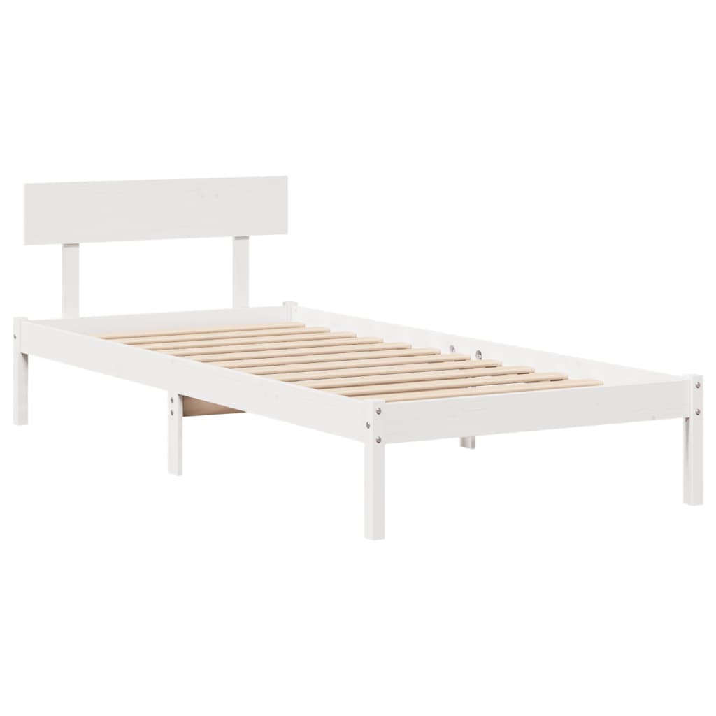 vidaXL Rama łóżka bez materaca, biała, 75x190 cm, lite drewno sosnowe