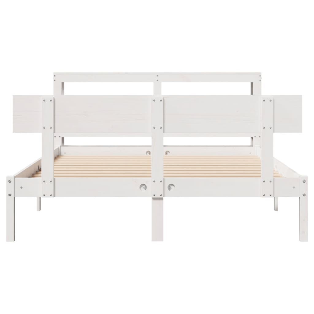 vidaXL Rama łóżka bez materaca, biała, 140x190 cm, lite drewno sosnowe