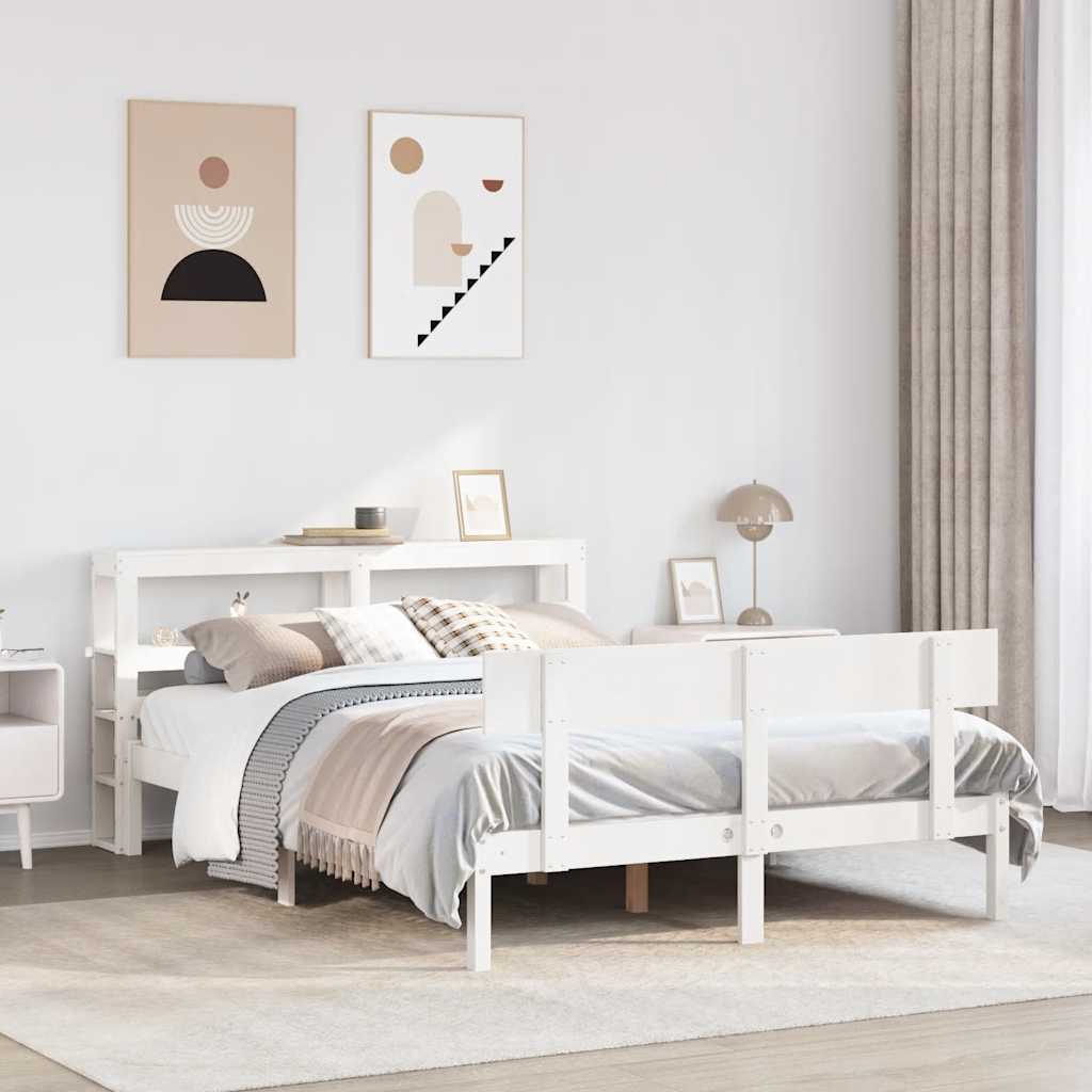 vidaXL Rama łóżka bez materaca, biała, 120x200 cm, drewno sosnowe