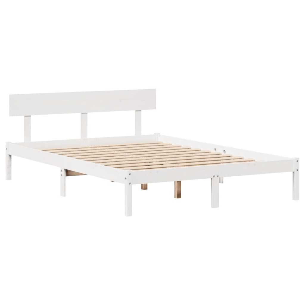 vidaXL Rama łóżka bez materaca, biała, 160x200 cm, lite drewno sosnowe