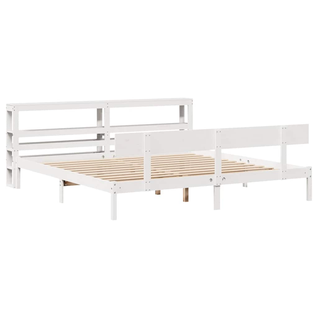 vidaXL Rama łóżka bez materaca, biała, 180x200 cm, lite drewno sosnowe
