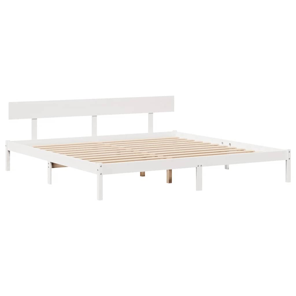 vidaXL Rama łóżka bez materaca, biała, 180x200 cm, lite drewno sosnowe