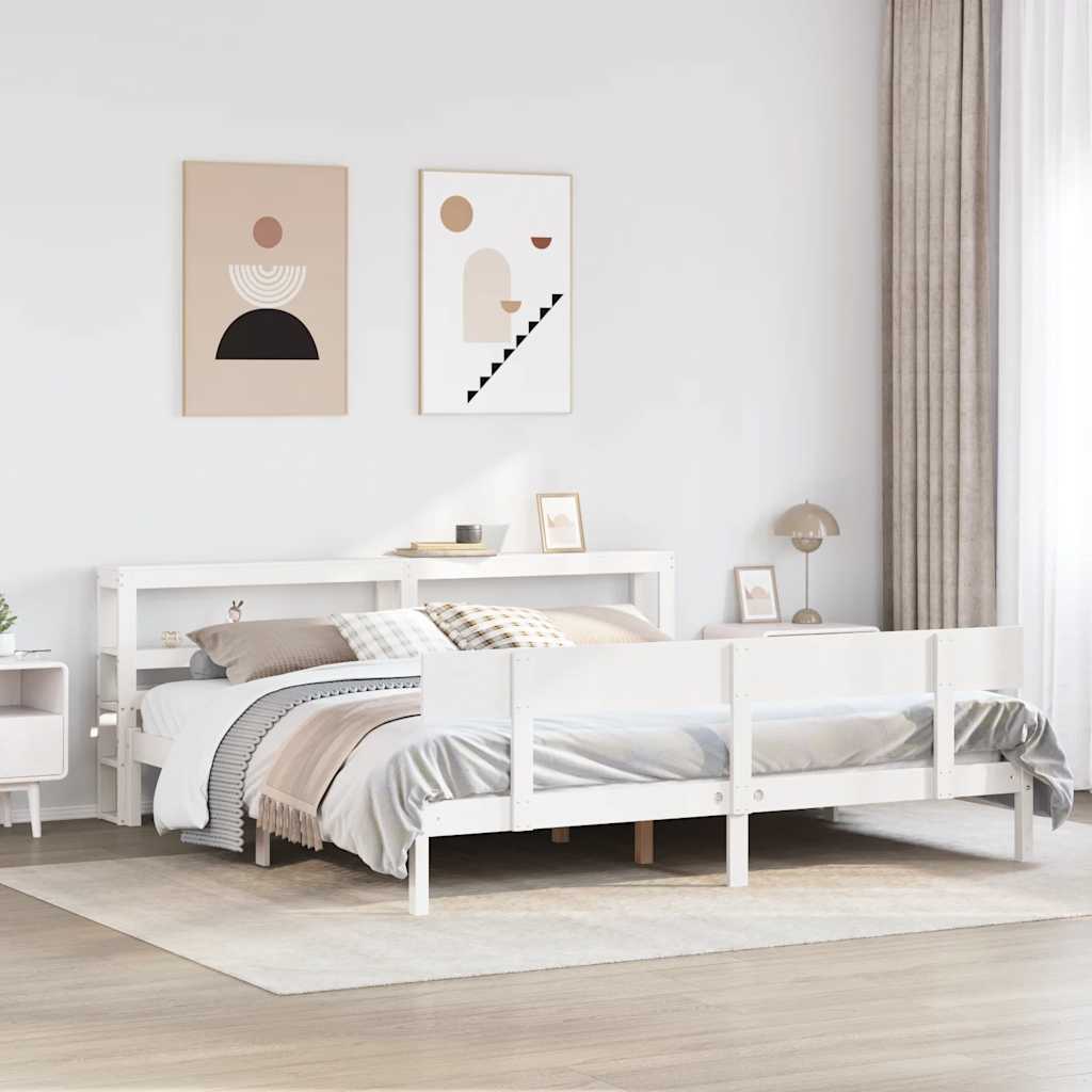 vidaXL Rama łóżka bez materaca, biała, 180x200 cm, lite drewno sosnowe