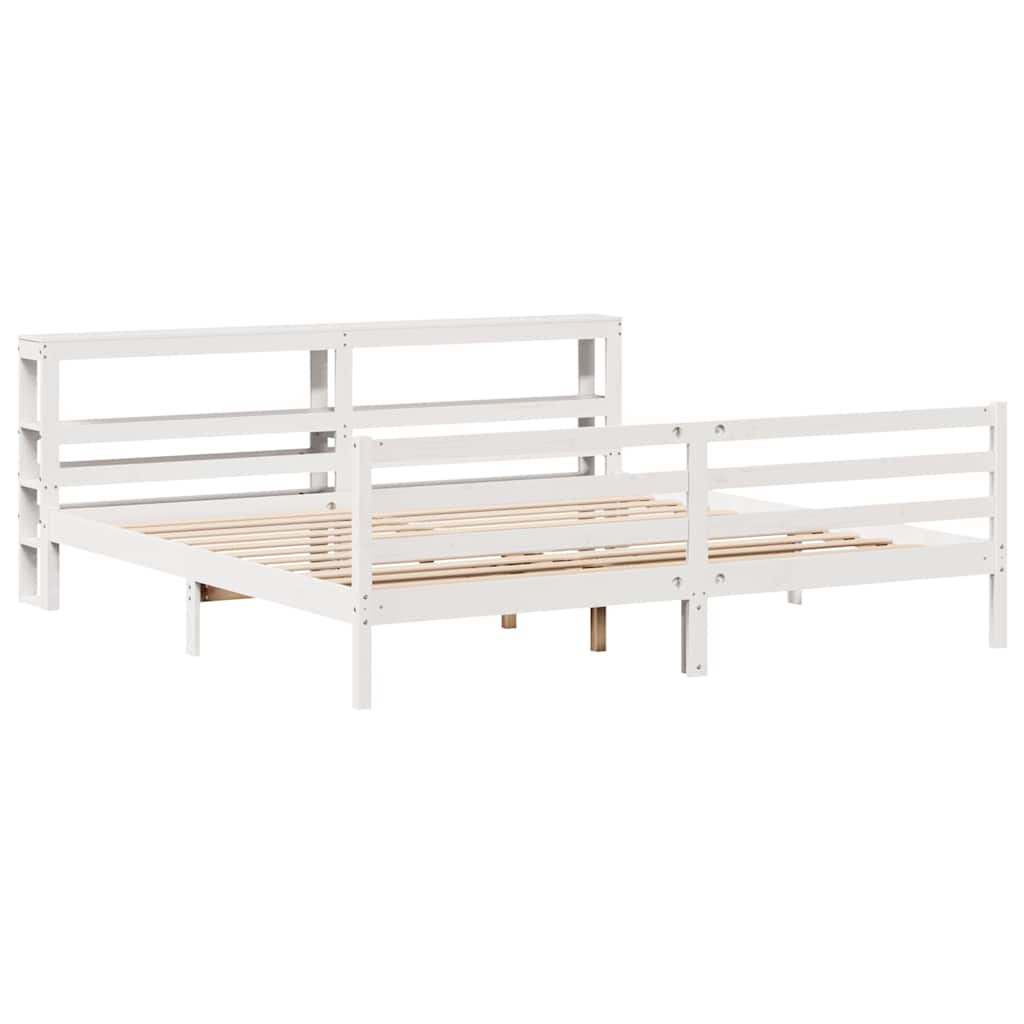 vidaXL Łóżko bez materaca, białe, 200x200 cm, lite drewno sosnowe