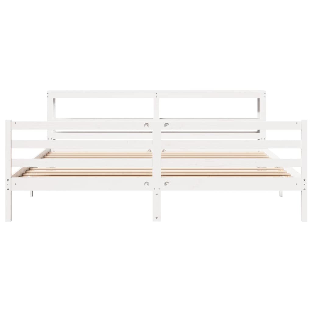 vidaXL Łóżko bez materaca, białe, 200x200 cm, lite drewno sosnowe