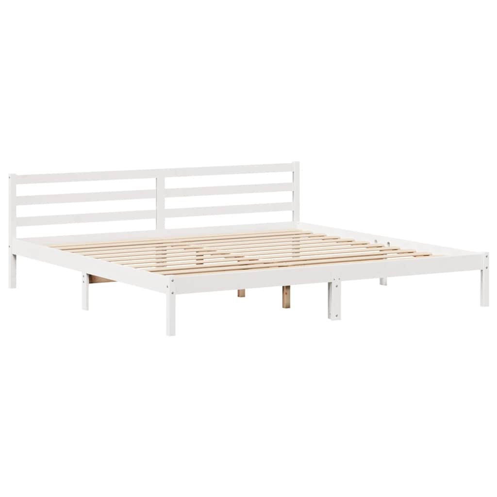 vidaXL Łóżko bez materaca, białe, 200x200 cm, lite drewno sosnowe