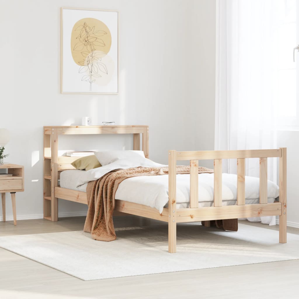 vidaXL Rama łóżka bez materaca, 90x190 cm, lite drewno sosnowe