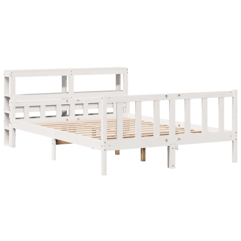 vidaXL Rama łóżka bez materaca, biała, 150x200 cm, lite drewno sosnowe
