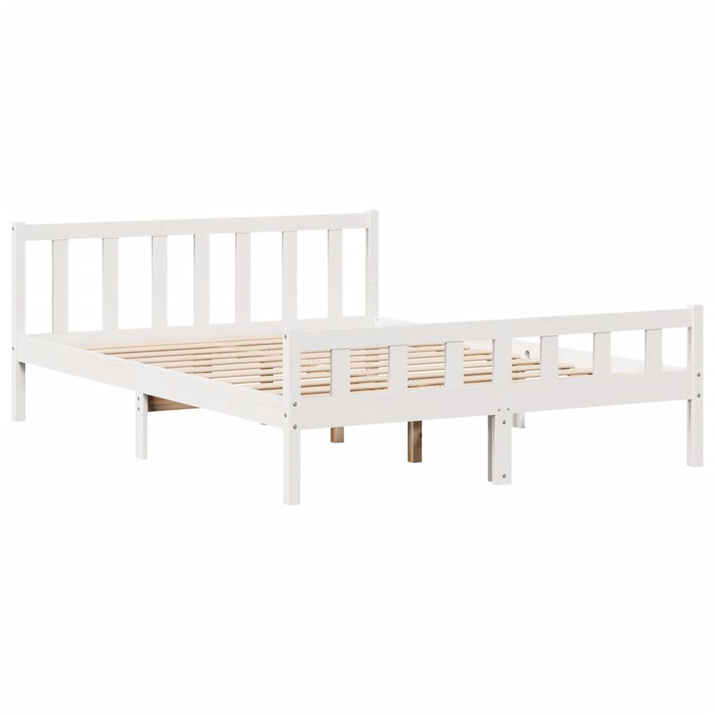 vidaXL Rama łóżka bez materaca, biała, 150x200 cm, lite drewno sosnowe