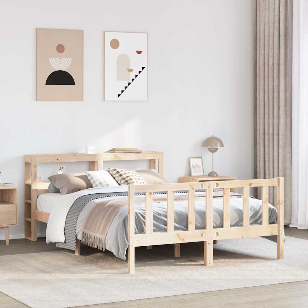 vidaXL Rama łóżka bez materaca, 160x200 cm, lite drewno sosnowe