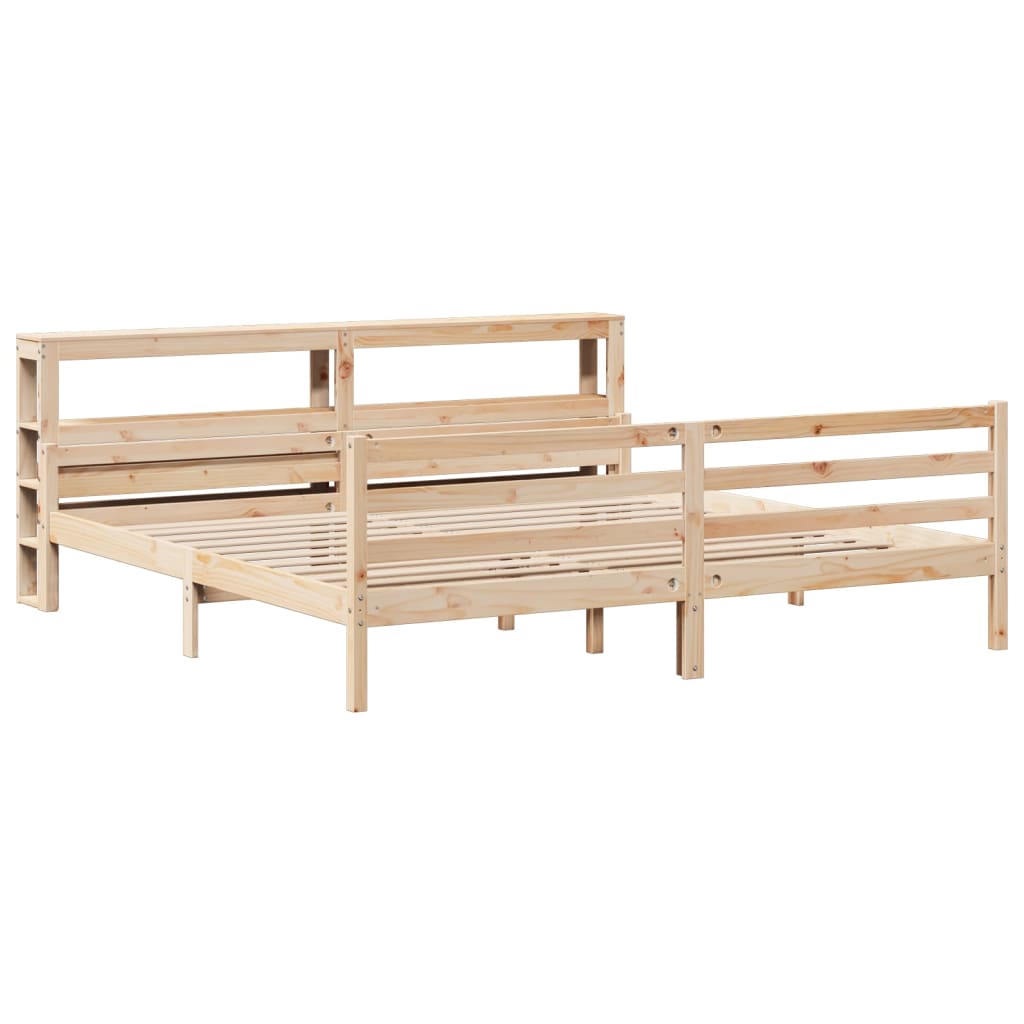 vidaXL Rama łóżka z wezgłowiem, 200x200 cm, lite drewno sosnowe