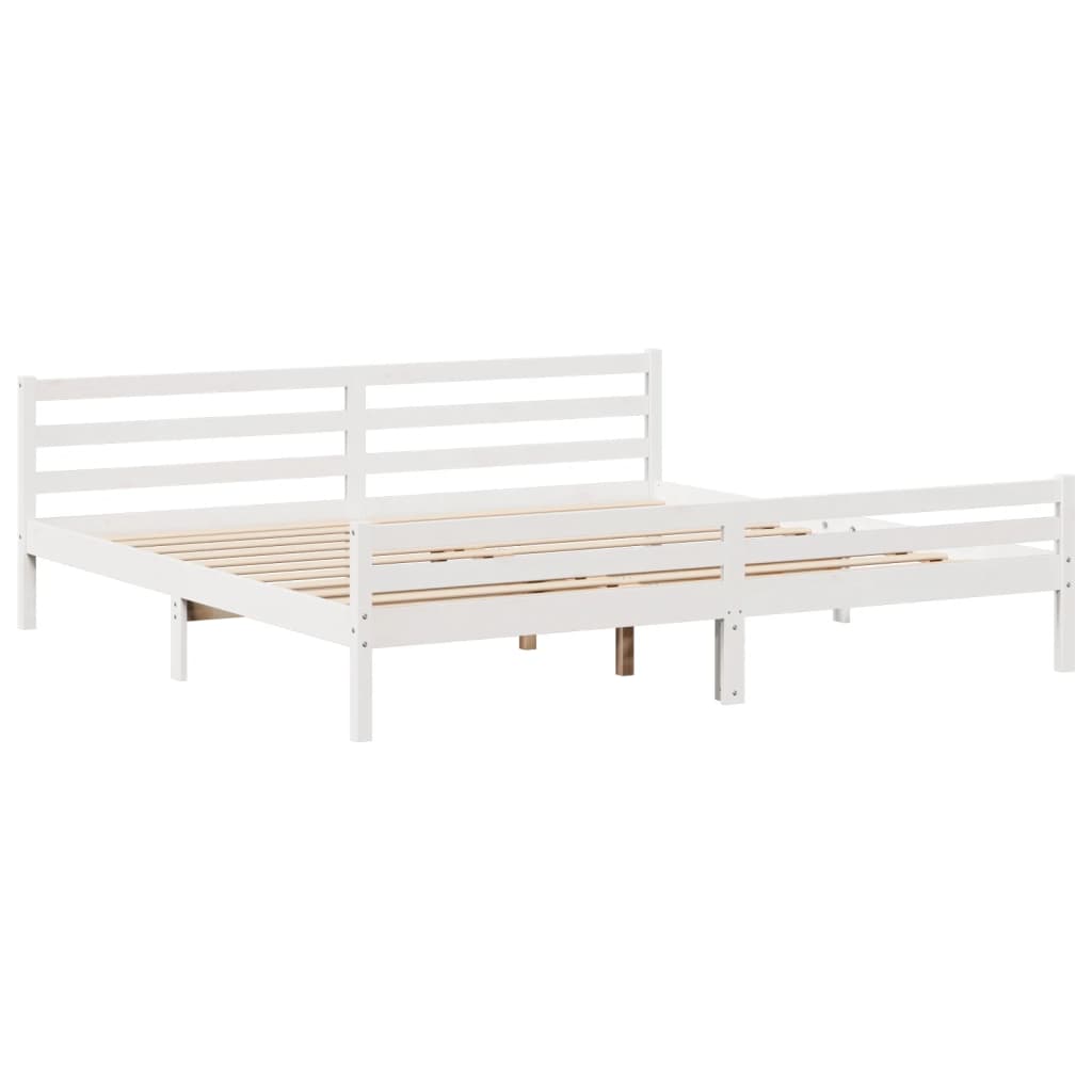 vidaXL Rama łóżka z zagłówkiem bez materaca, biała, 200x200 cm