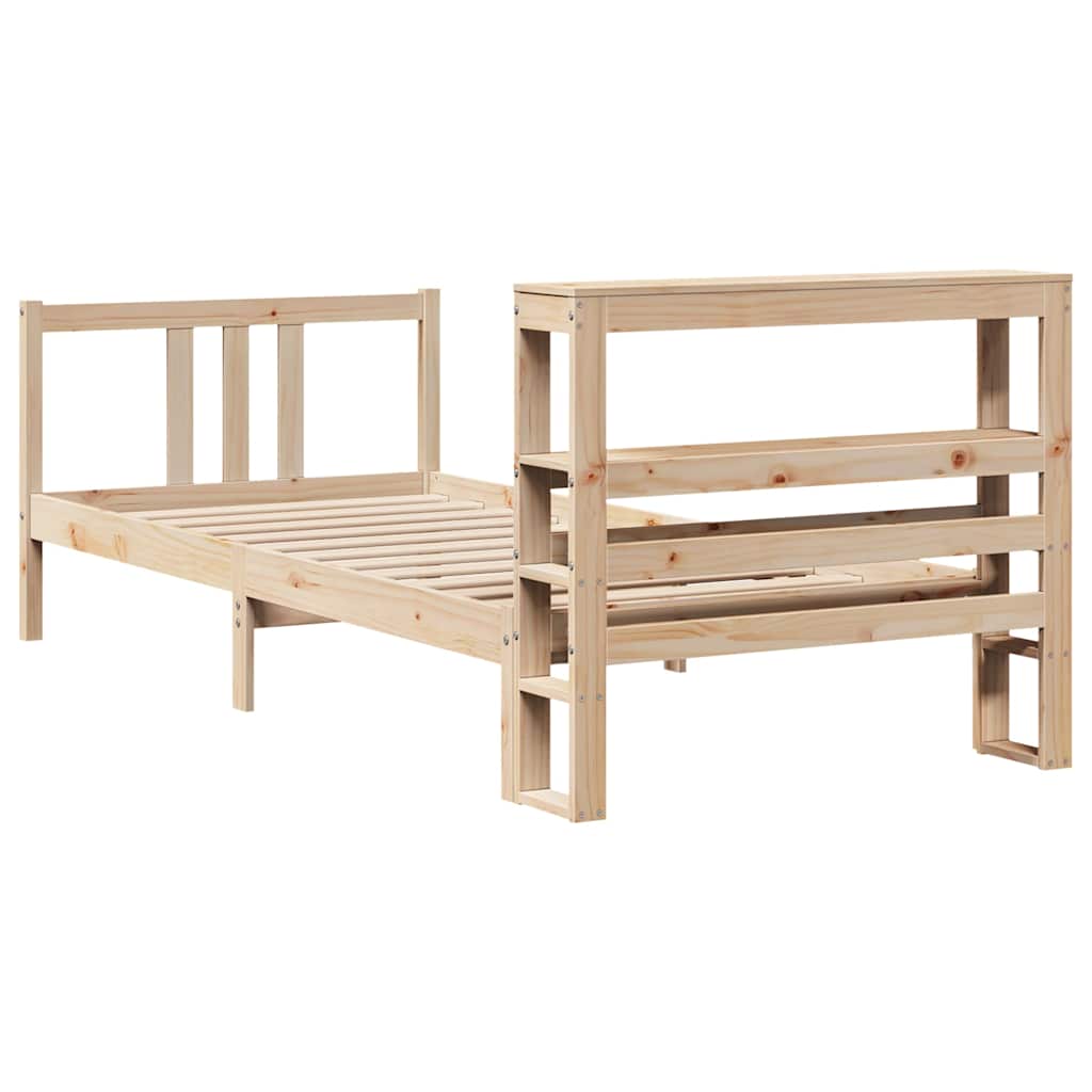 vidaXL Rama łóżka z wezgłowiem, biała, 75x190 cm, lite drewno sosnowe