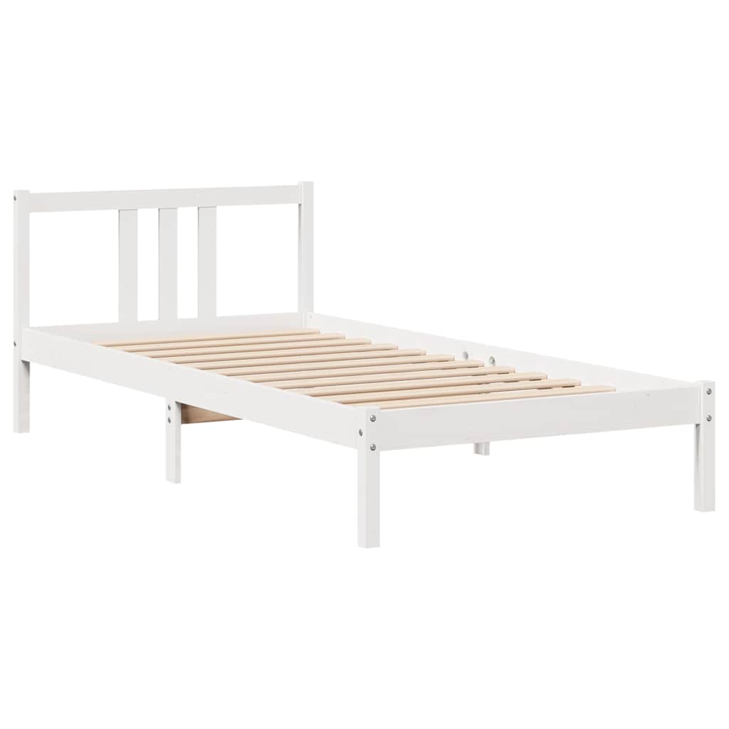 vidaXL Rama łóżka z zagłówkiem bez materaca, biała, 90x200 cm