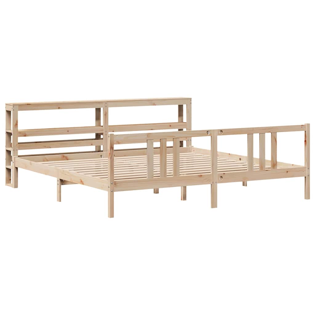 vidaXL Rama łóżka z wezgłowiem, 200x200 cm, lite drewno sosnowe