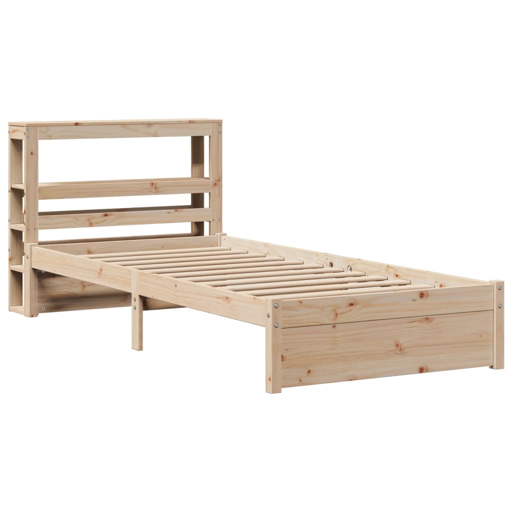 vidaXL Rama łóżka z wezgłowiem, biała, 75x190 cm, lite drewno sosnowe