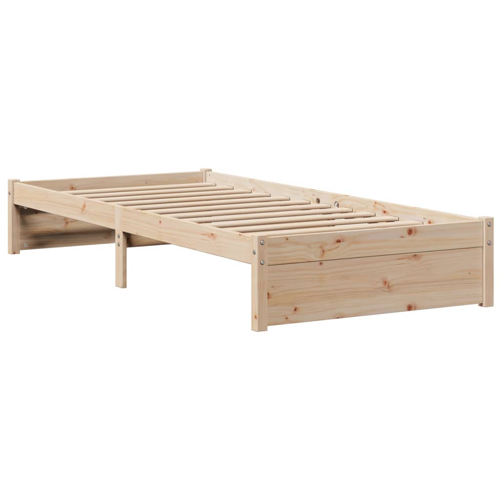 vidaXL Rama łóżka z wezgłowiem, biała, 75x190 cm, lite drewno sosnowe