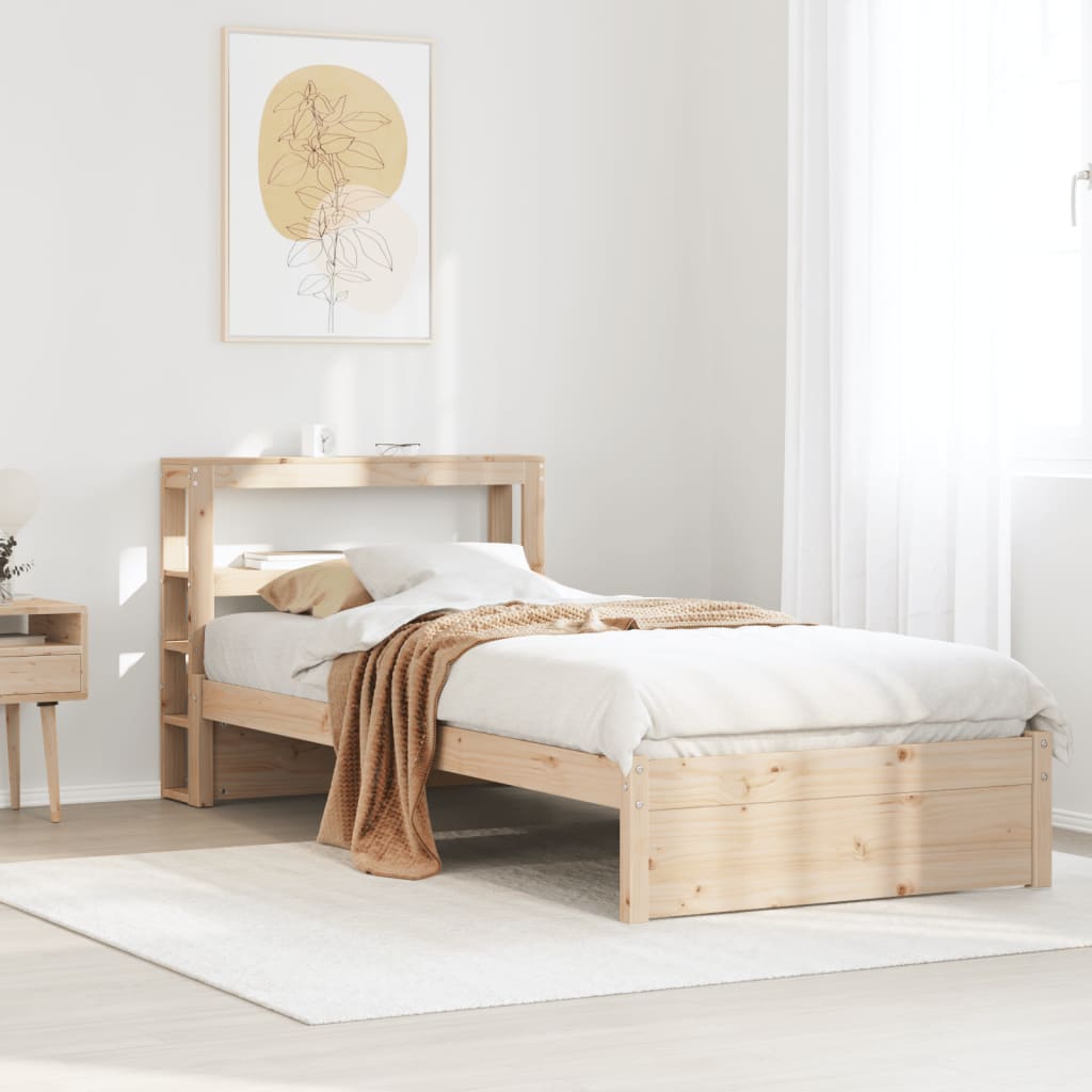 vidaXL Rama łóżka z wezgłowiem, biała, 75x190 cm, lite drewno sosnowe