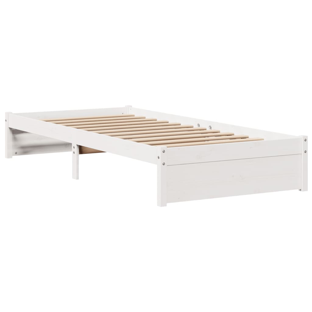 vidaXL Rama łóżka z wezgłowiem, biała, 75x190 cm, lite drewno sosnowe