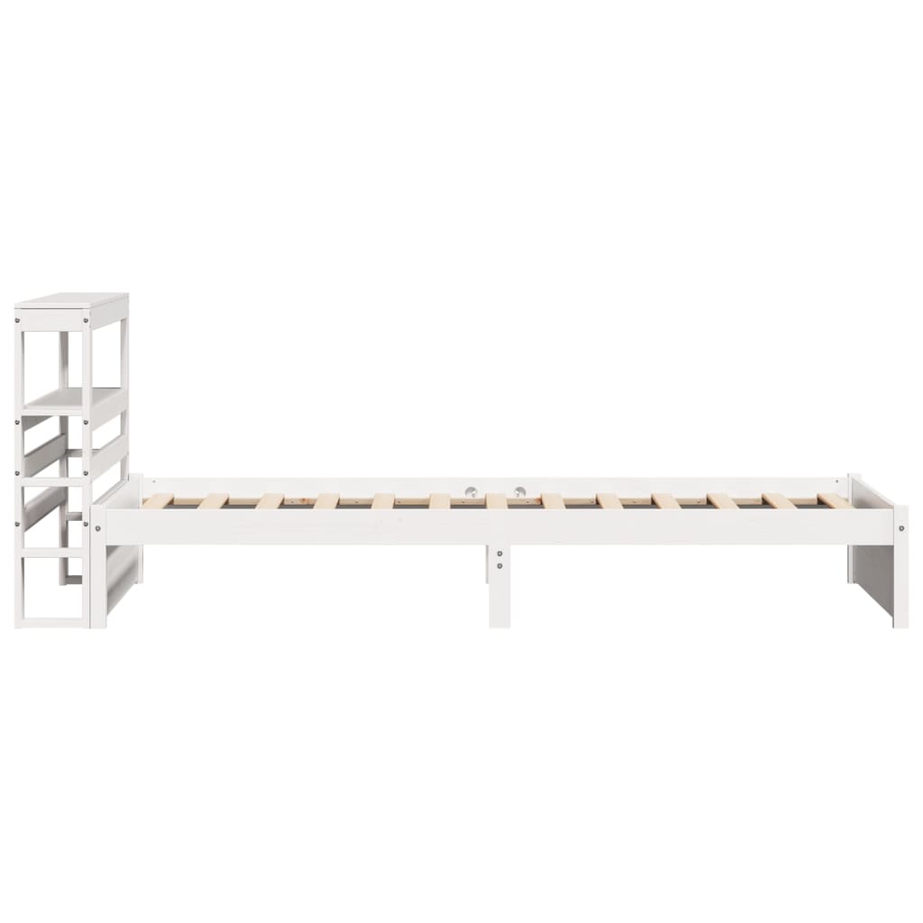 vidaXL Rama łóżka z wezgłowiem, biała, 75x190 cm, lite drewno sosnowe