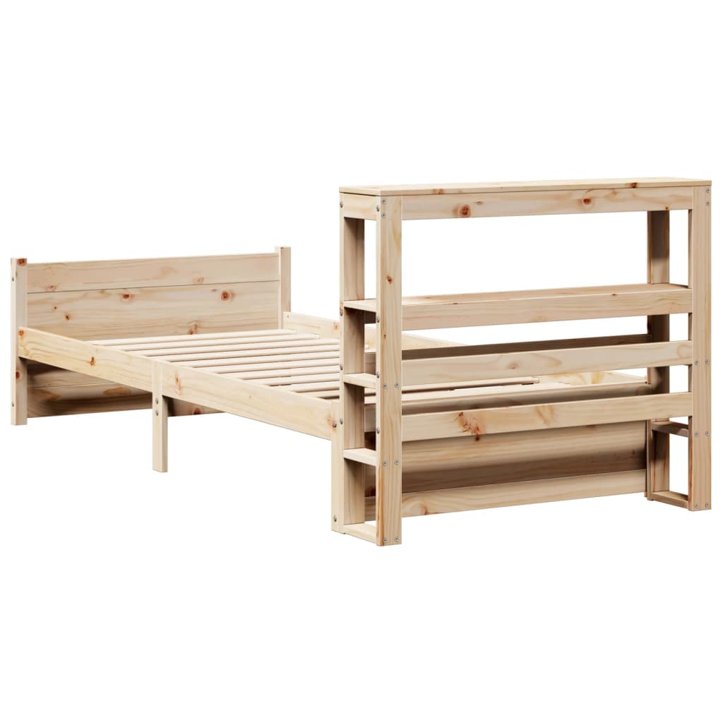 vidaXL Rama łóżka z wezgłowiem, biała, 75x190 cm, lite drewno sosnowe