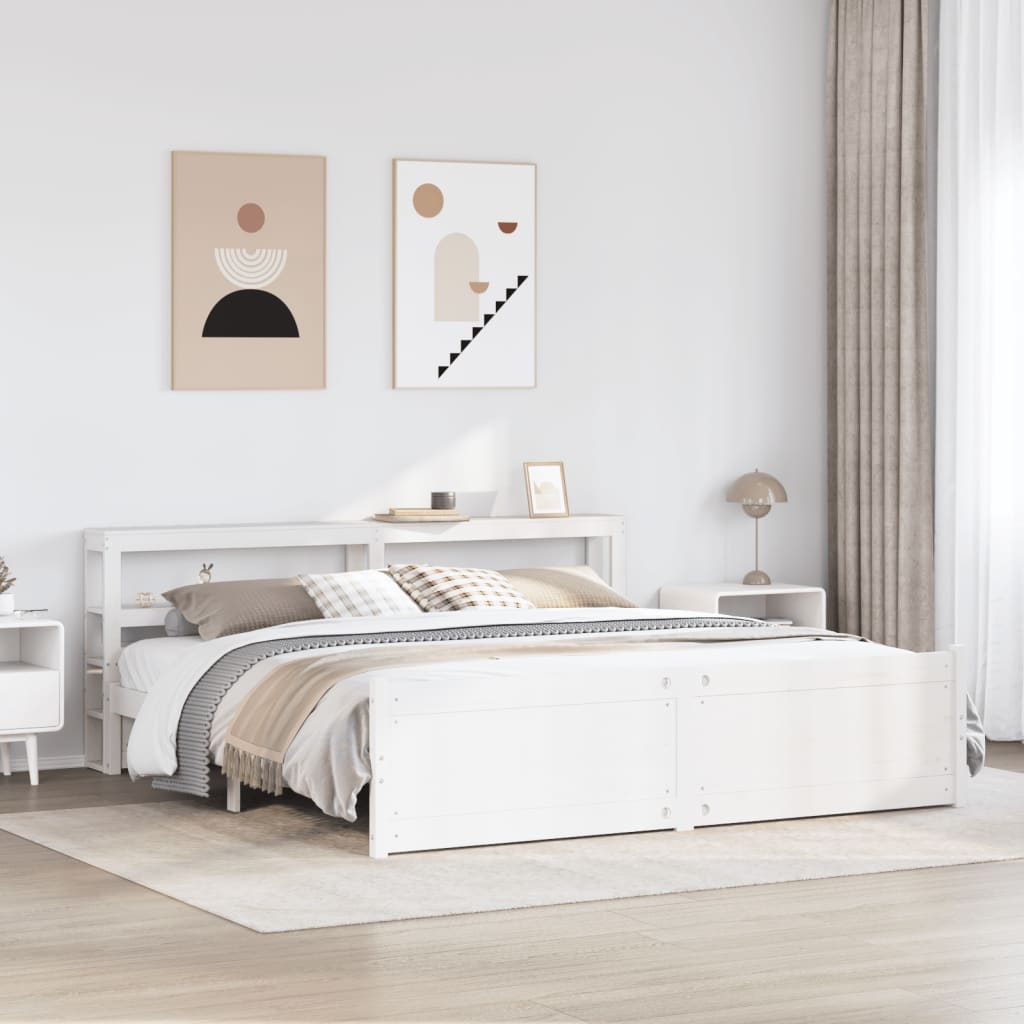 vidaXL Rama łóżka z zagłówkiem bez materaca, biała, 180x200 cm