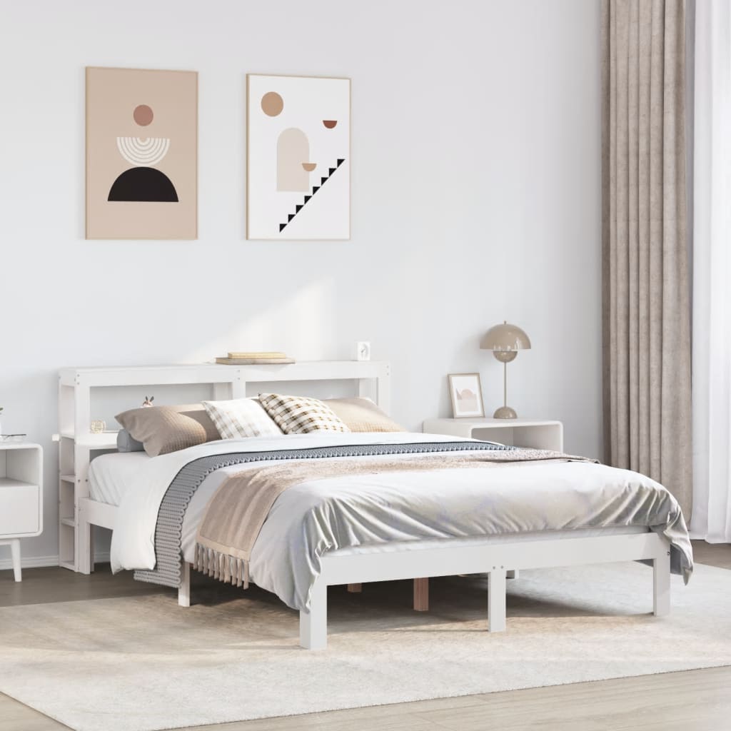 vidaXL Rama łóżka z zagłówkiem bez materaca, biała, 120x200 cm