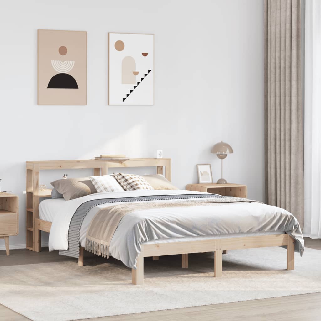 vidaXL Rama łóżka z wezgłowiem, 140x200 cm, lite drewno sosnowe
