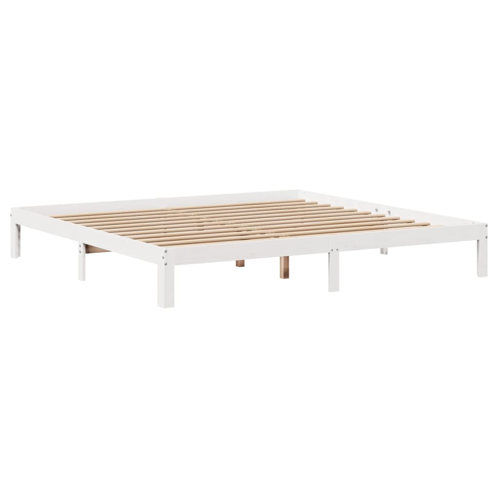 vidaXL Rama łóżka z zagłówkiem bez materaca, biała, 200x200 cm
