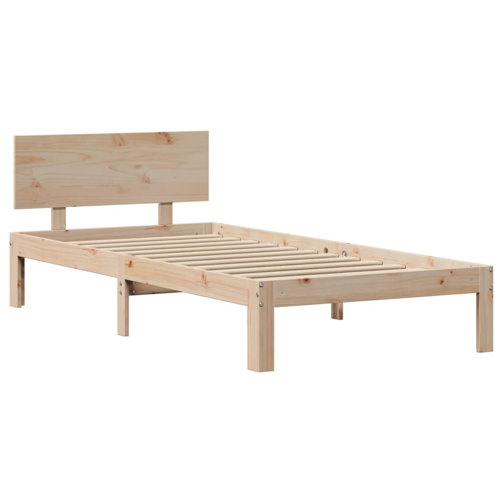 vidaXL Rama łóżka z wezgłowiem, 90x200 cm, lite drewno sosnowe