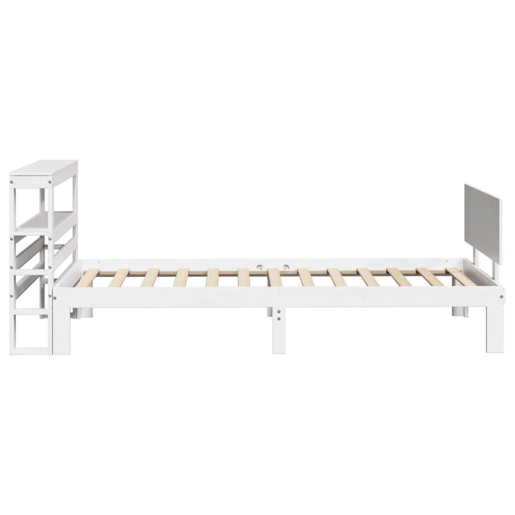 vidaXL Rama łóżka z zagłówkiem bez materaca, biała, 90x200 cm