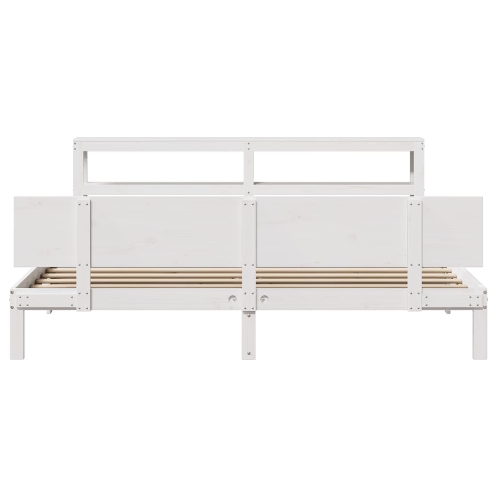 vidaXL Rama łóżka z zagłówkiem bez materaca, biała, 180x200 cm