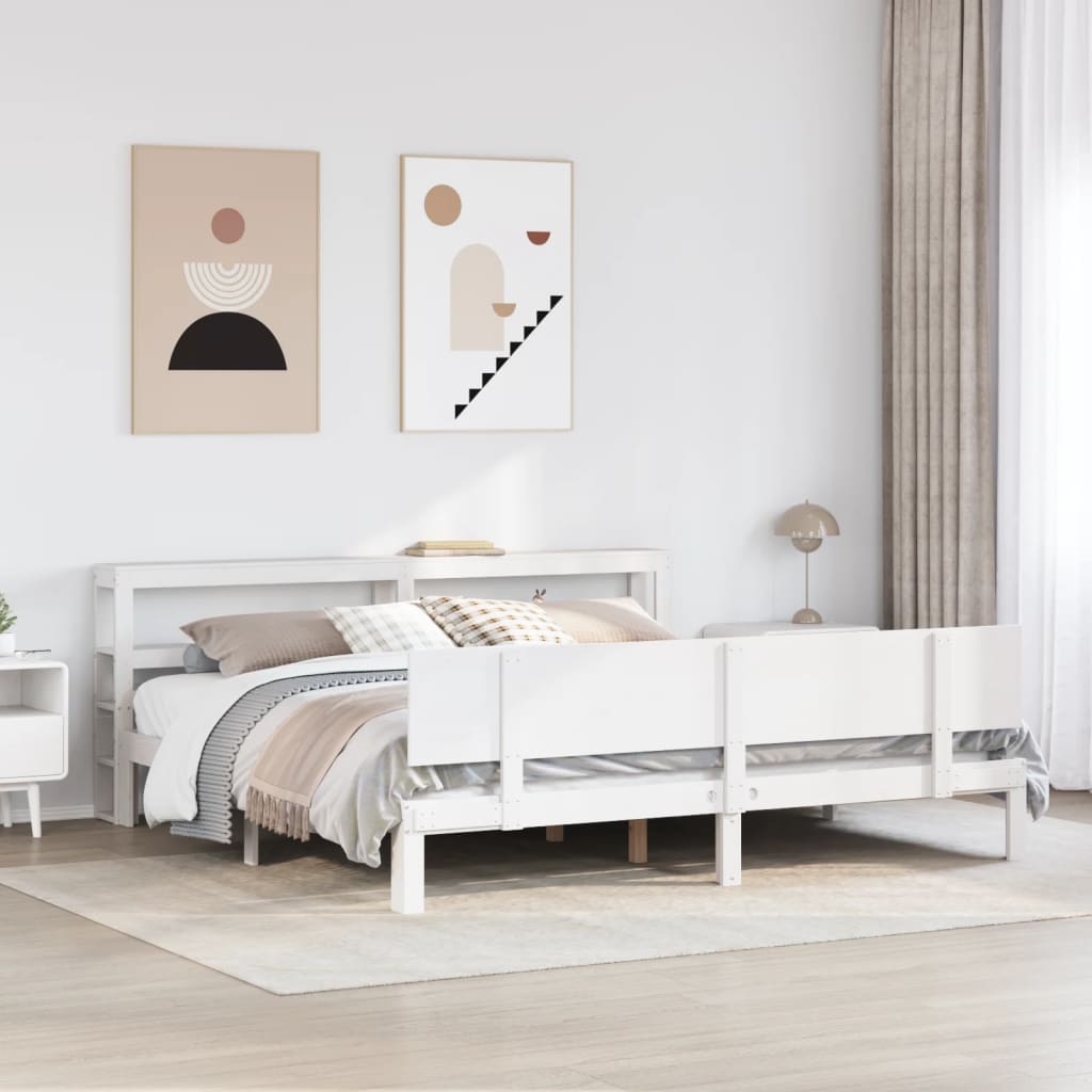 vidaXL Rama łóżka z zagłówkiem bez materaca, biała, 180x200 cm