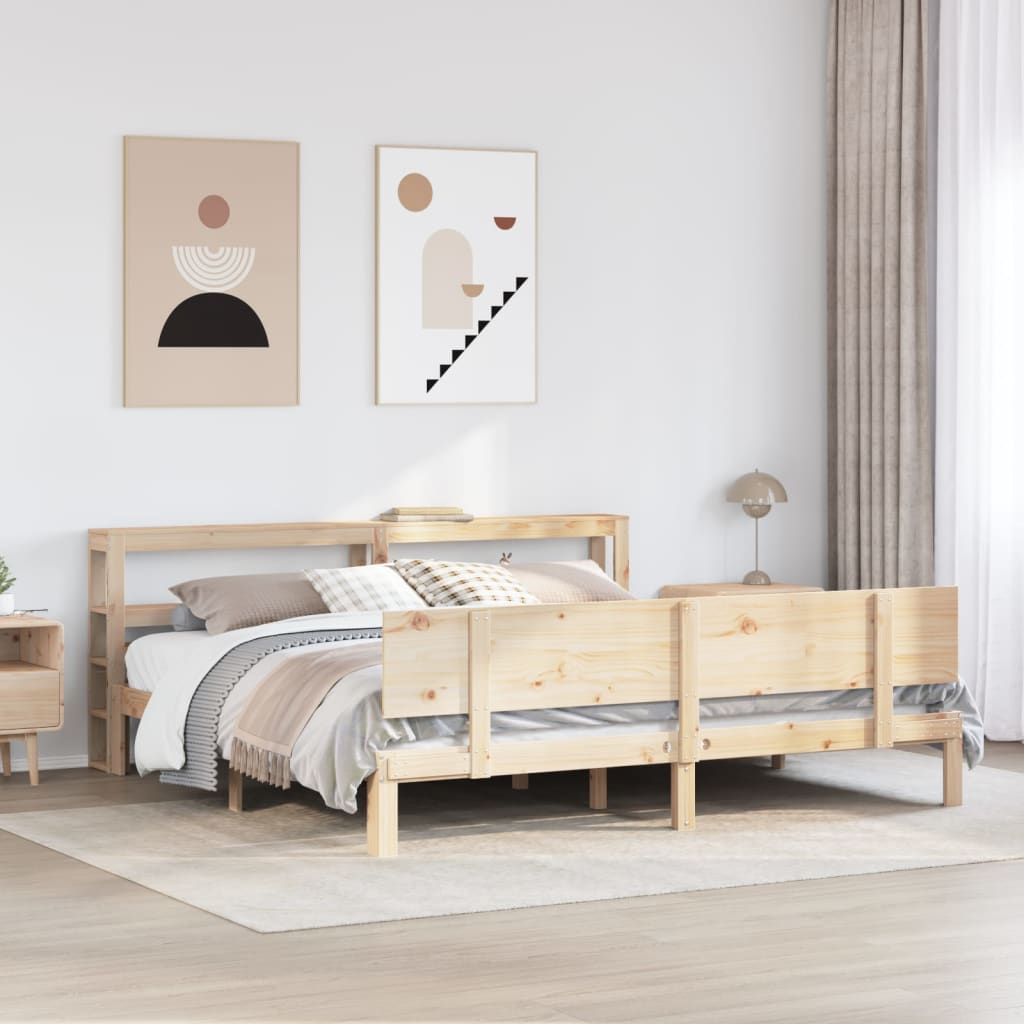 vidaXL Rama łóżka z wezgłowiem, 200x200 cm, lite drewno sosnowe